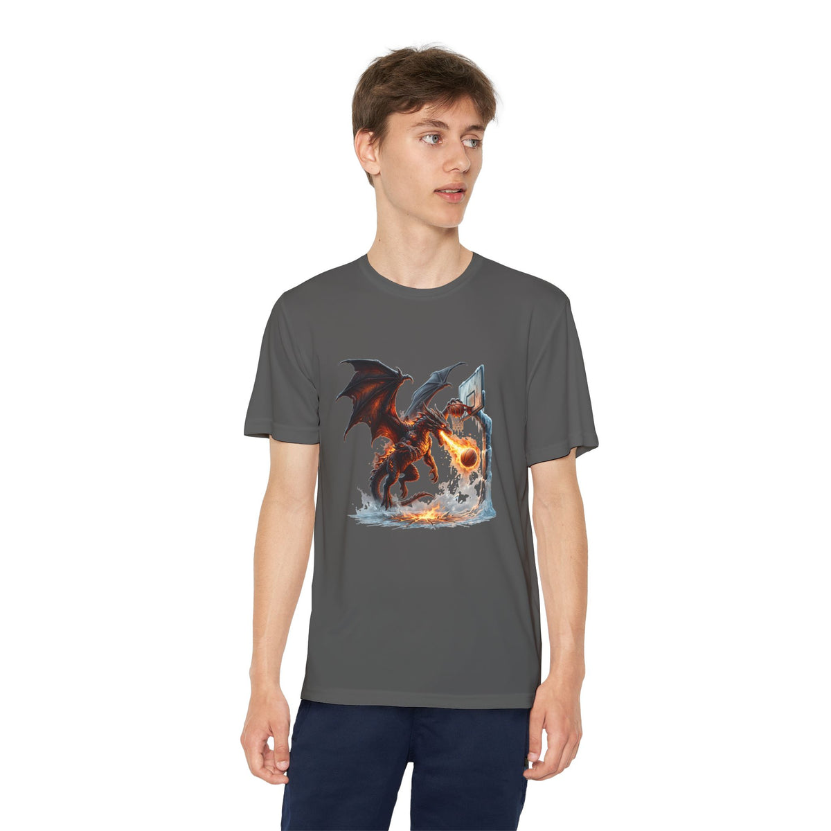 Dragon Basketball Youth Tee — Fiery Court Fantasy Shirt