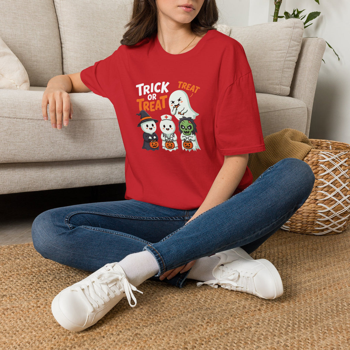 Kryo Cute Trick or Treat Ghosts Halloween T-Shirt — Cute Kids & Adult Costume Tee