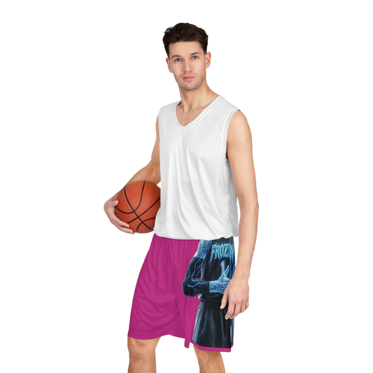 Kryo Frozen Veins Basketball Shorts — AOP Pink Player Graphic