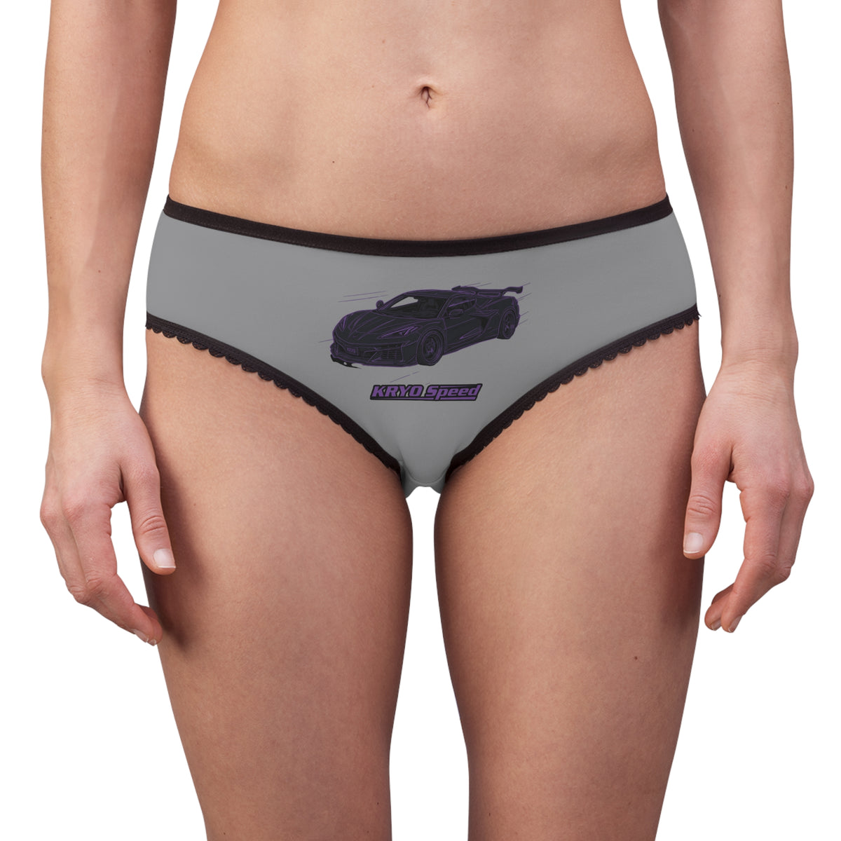 Classic Corvette Women's Briefs — Gray Car Silhouette AOP Lingerie