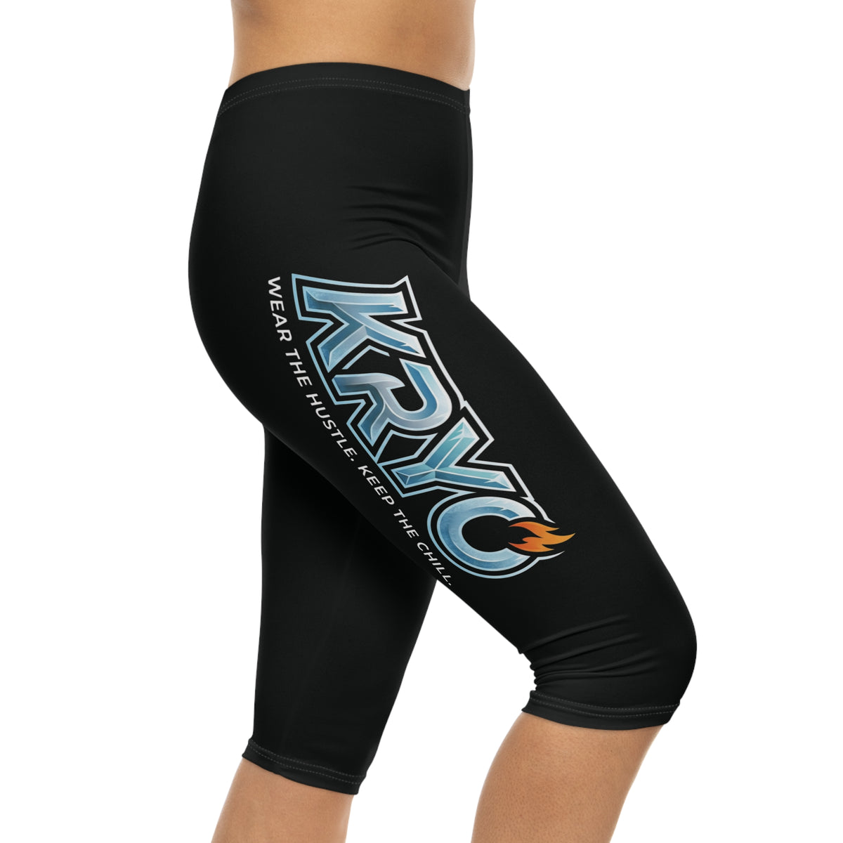Capri Leggings — 'Wear the Hustle, Keep the Chill' Side-Graphic Athletic Capri