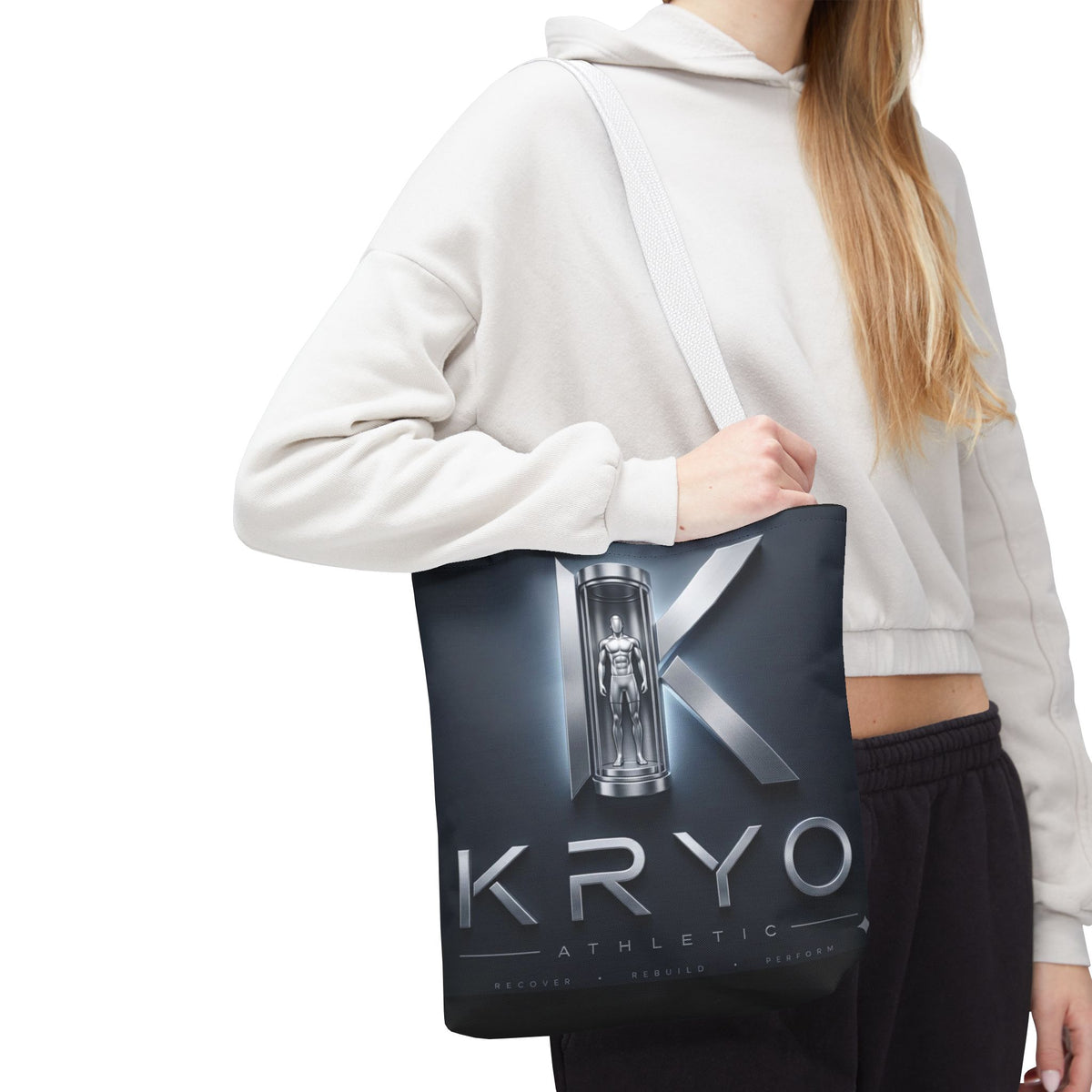 KRYO Athletic Logo Tote Bag – Futuristic Metallic Gym Tote