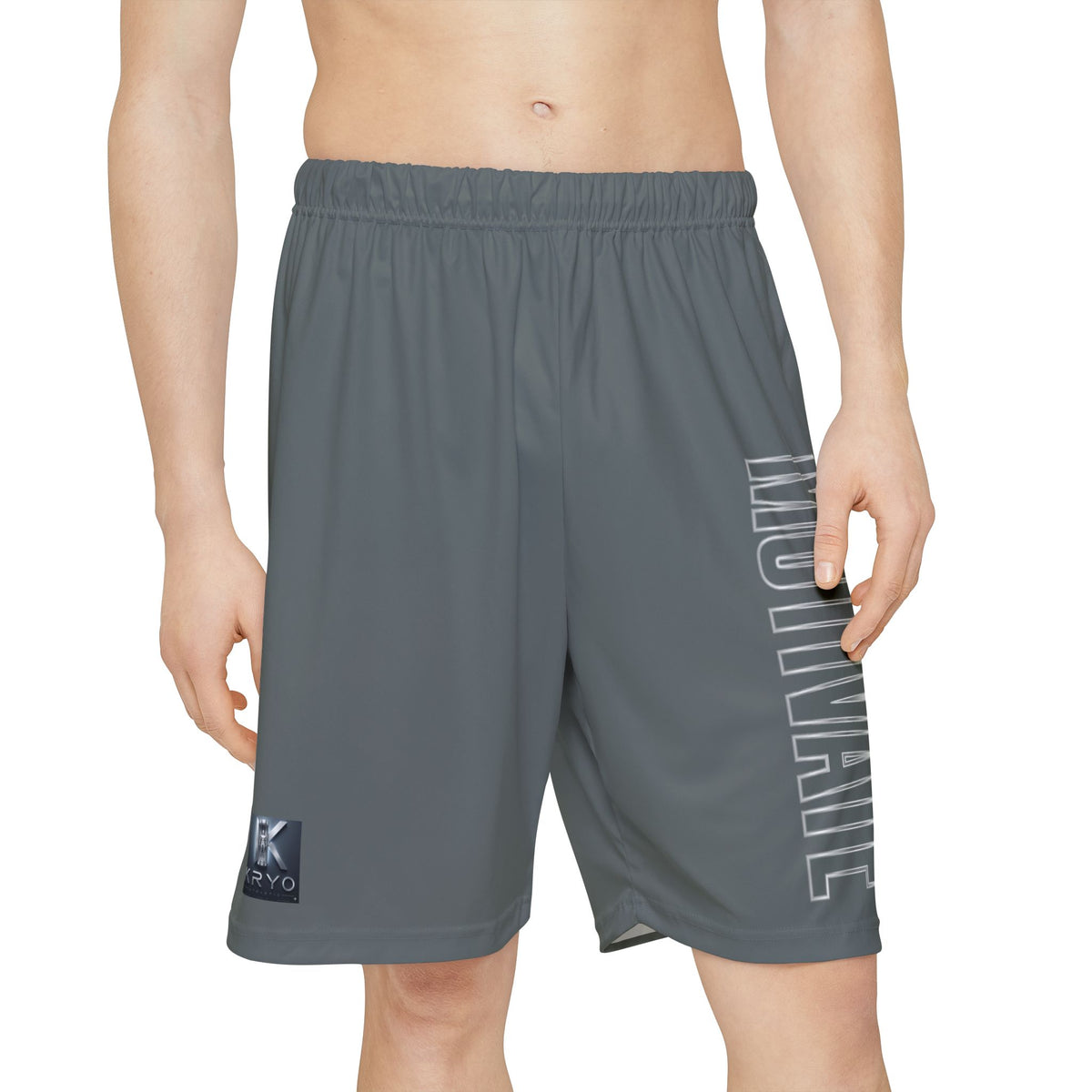 Kryo Workout Gear Motivate Men's Athletic Shorts — Grey Performance Sportswear with 'MOTIVATE' Side Print