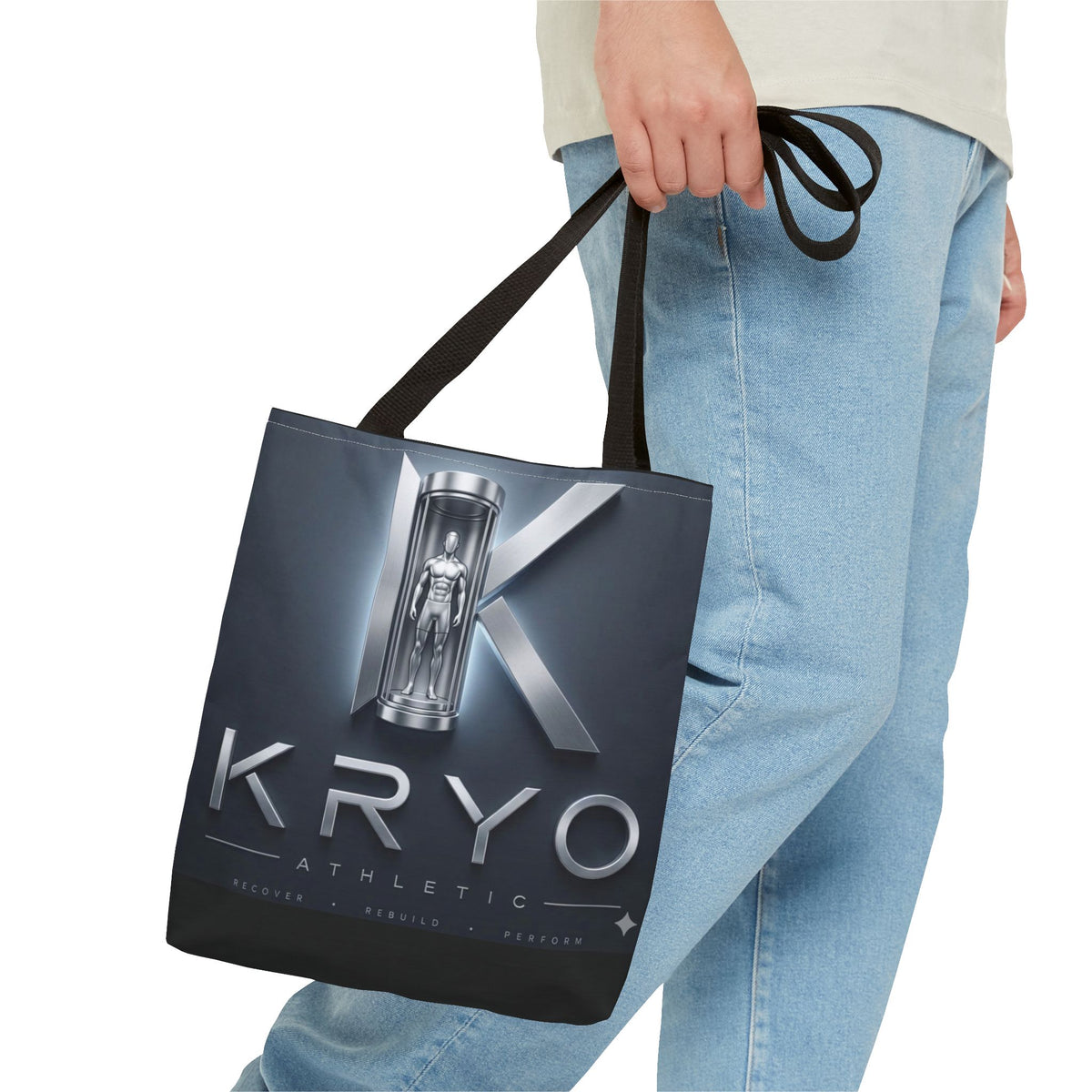 KRYO Athletic Logo Tote Bag – Futuristic Metallic Gym Tote