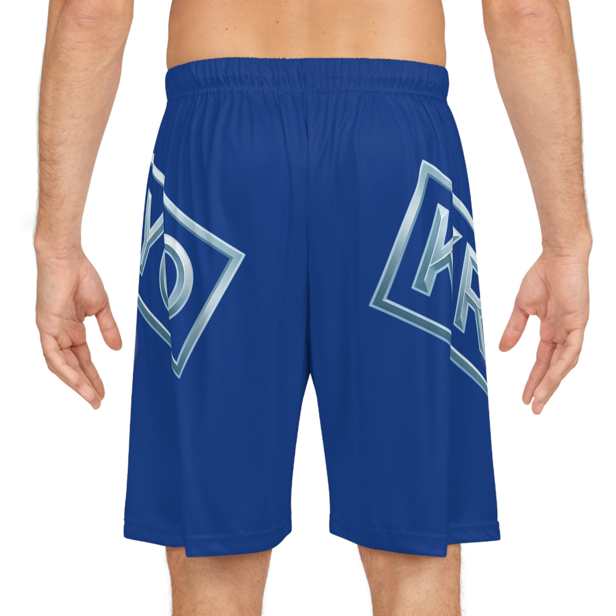 KRYO Blue Logo Basketball Shorts — All-Over Print Athletic Shorts