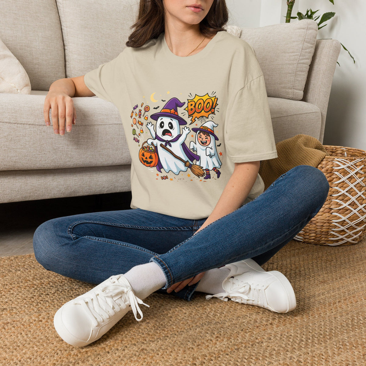 Halloween Ghost Kids T-Shirt — Cute Trick-or-Treat Boo Design