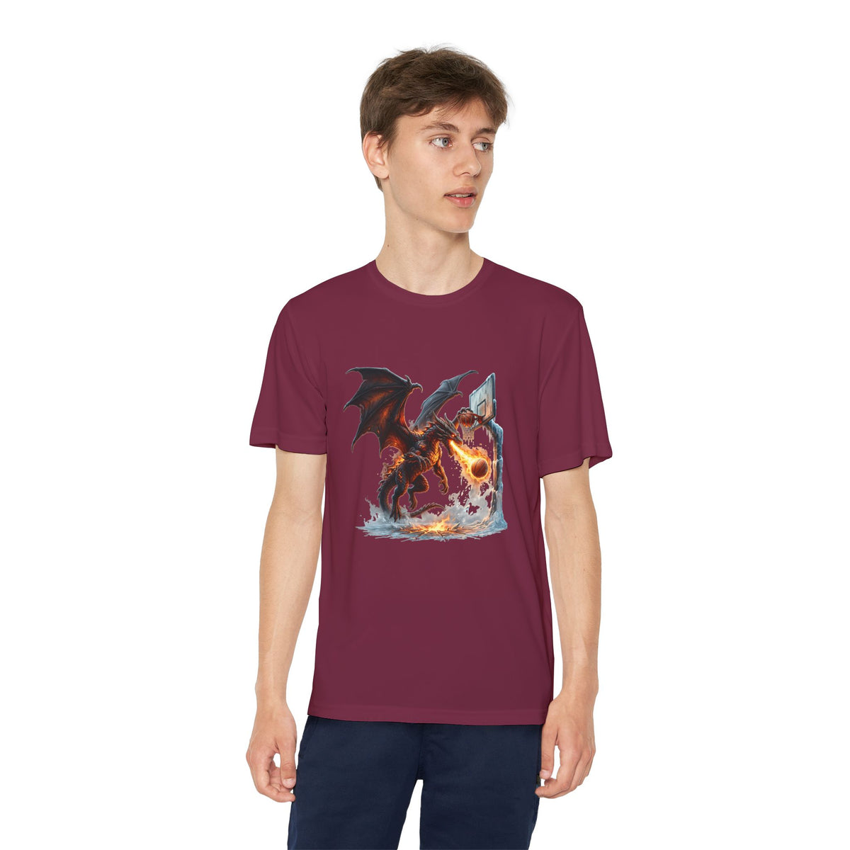 Dragon Basketball Youth Tee — Fiery Court Fantasy Shirt