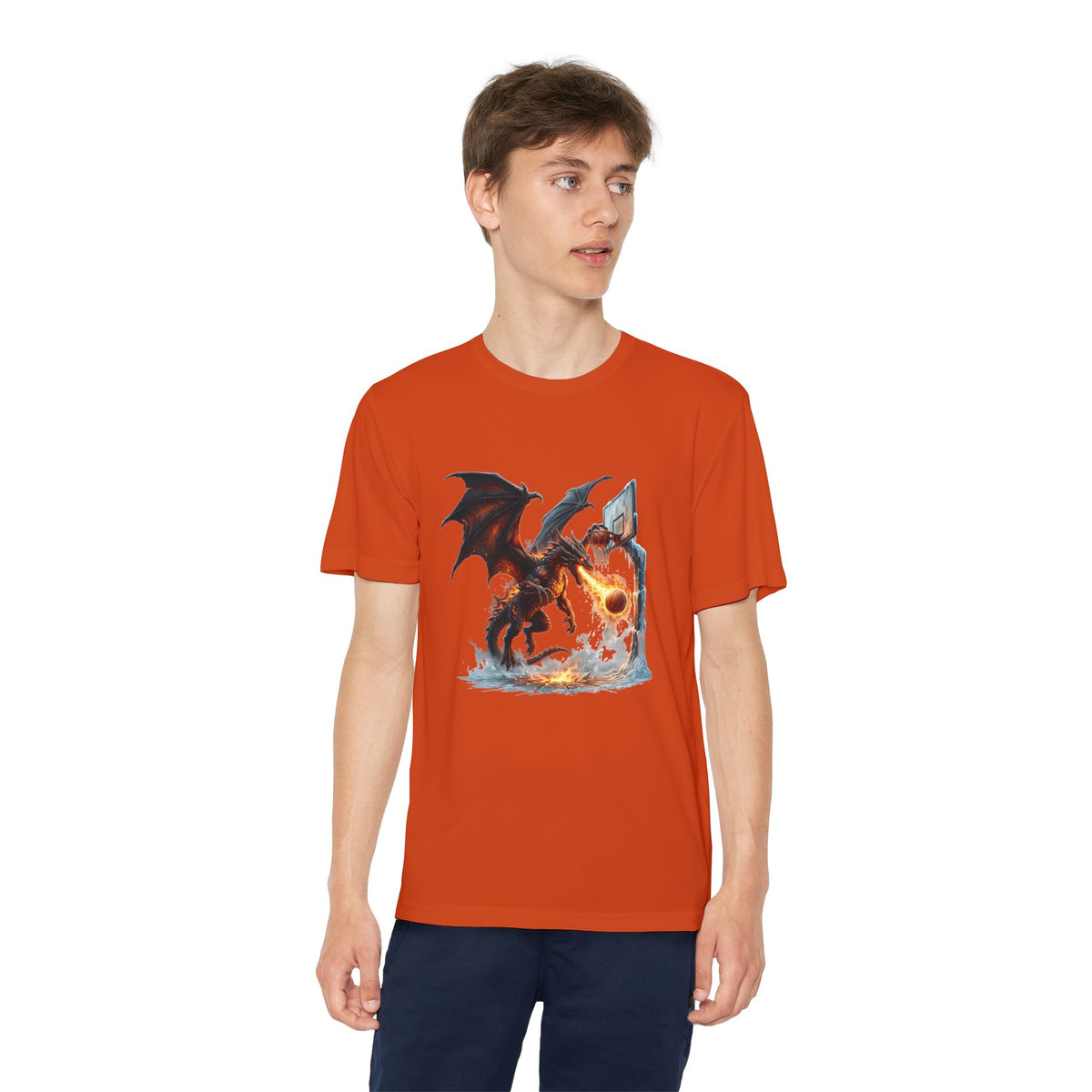 Dragon Basketball Youth Tee — Fiery Court Fantasy Shirt