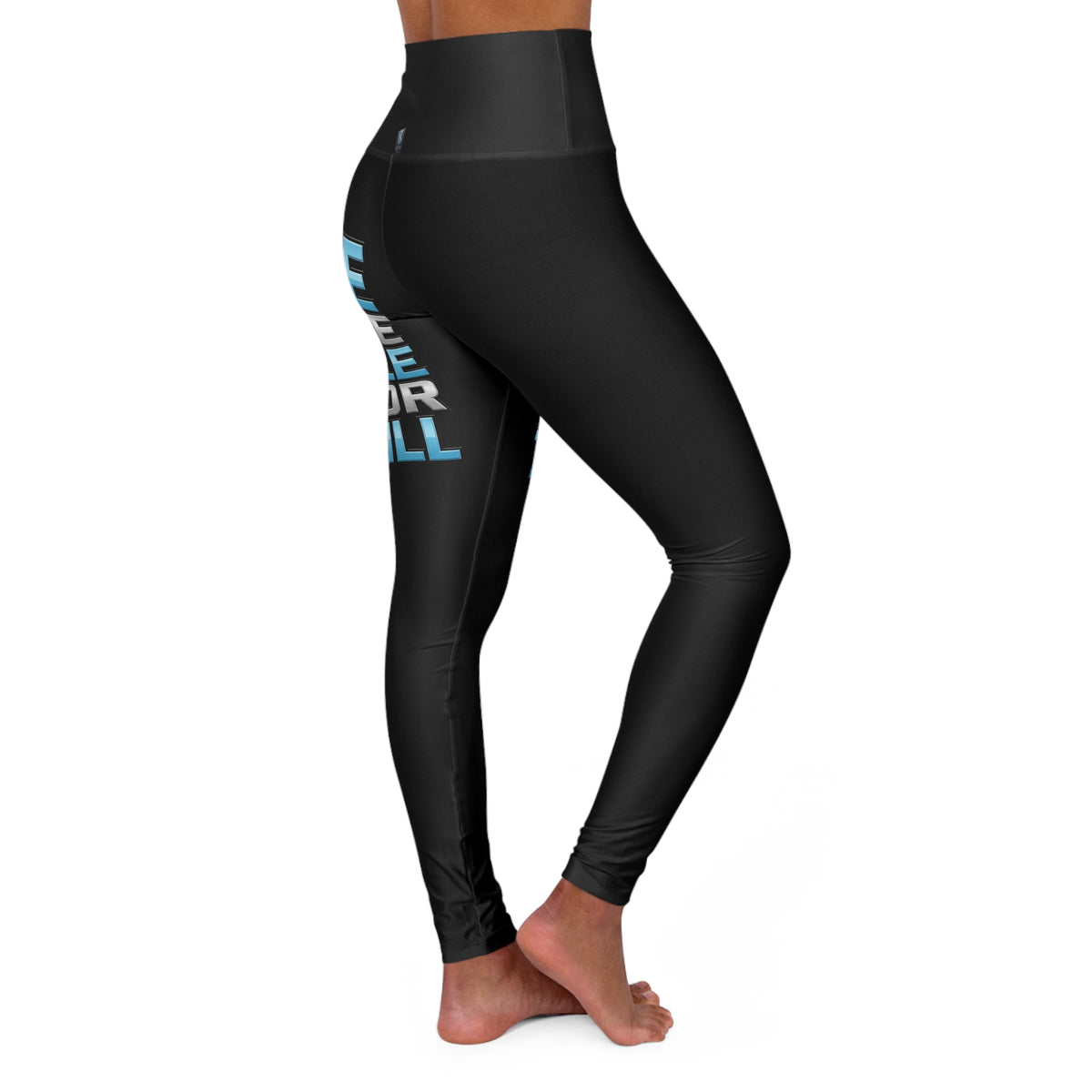 Kryo Workout Gear High-Waist Yoga Leggings — Bold Side-Text Fitness Tights ("Hustle for Muscle, Stay the Chill")
