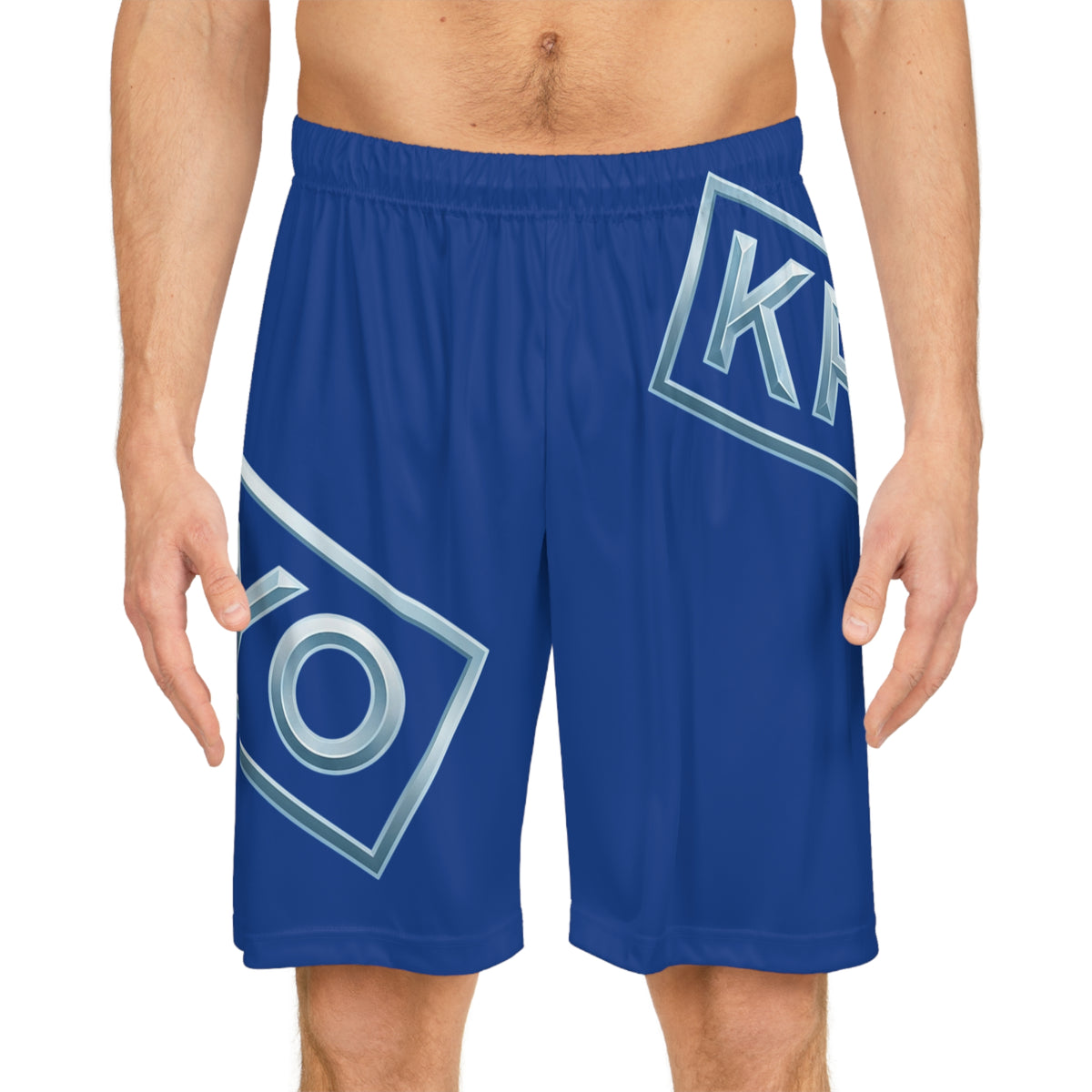 KRYO Blue Logo Basketball Shorts — All-Over Print Athletic Shorts