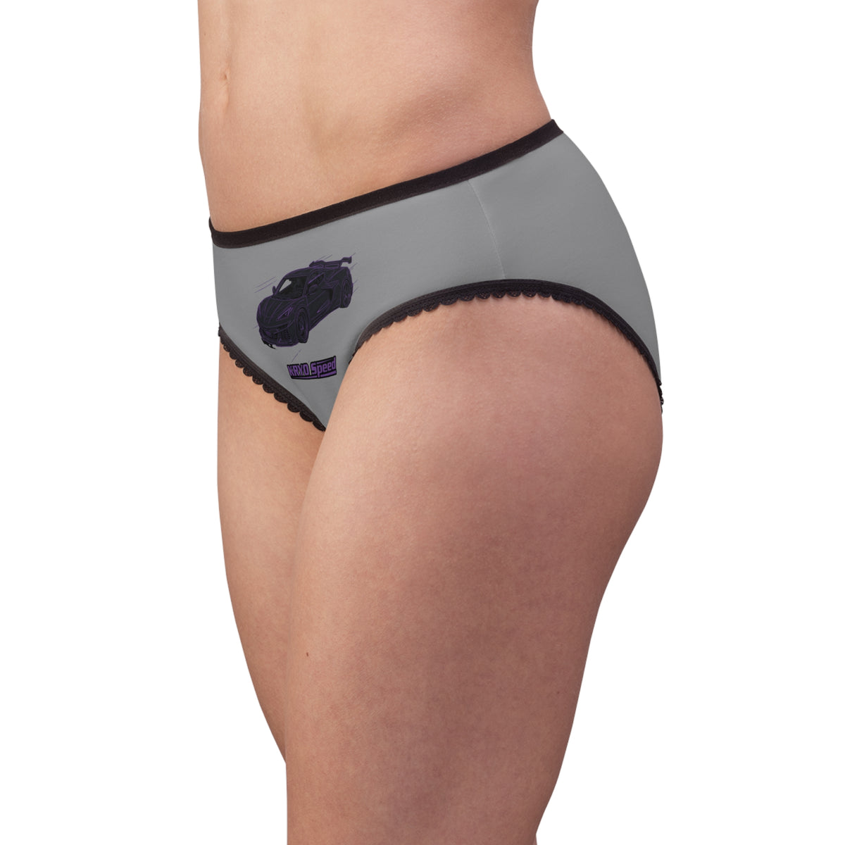 Classic Corvette Women's Briefs — Gray Car Silhouette AOP Lingerie