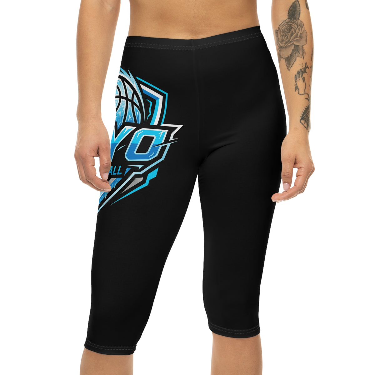 KRYO Basketball Logo Capri Leggings — Women's Athletic Team Crop Pants