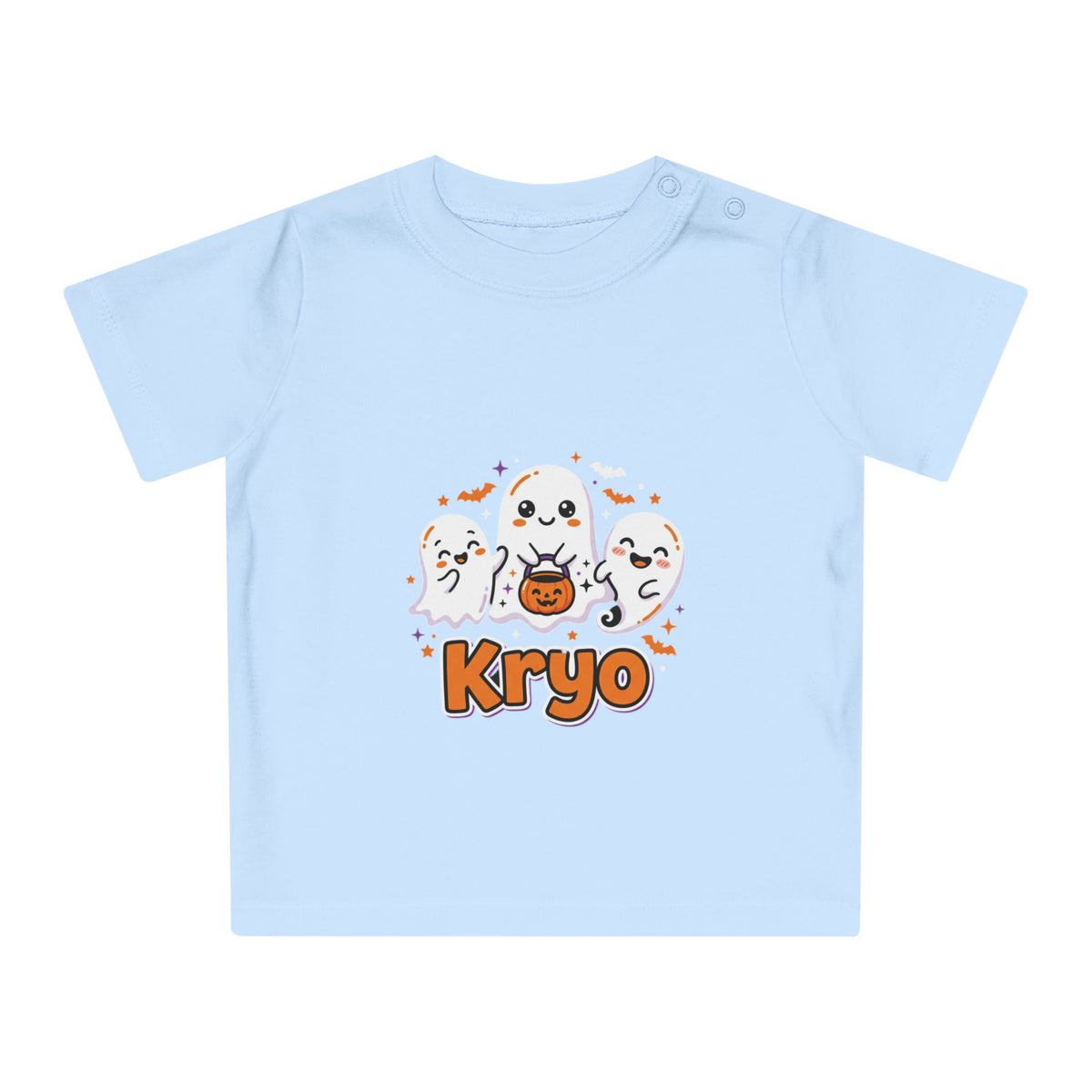 Baby T-Shirt — Cute Halloween Ghosts with 'Kryo' Name | 'Happy Halloween' Back