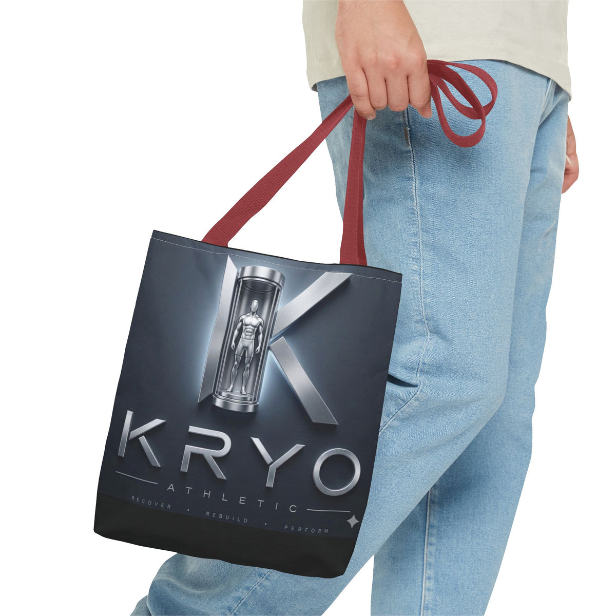 KRYO Athletic Logo Tote Bag – Futuristic Metallic Gym Tote