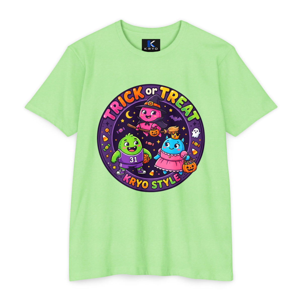 Trick or Treat Cute KRYO Monsters T-Shirt — "Happy Halloween" Back Print