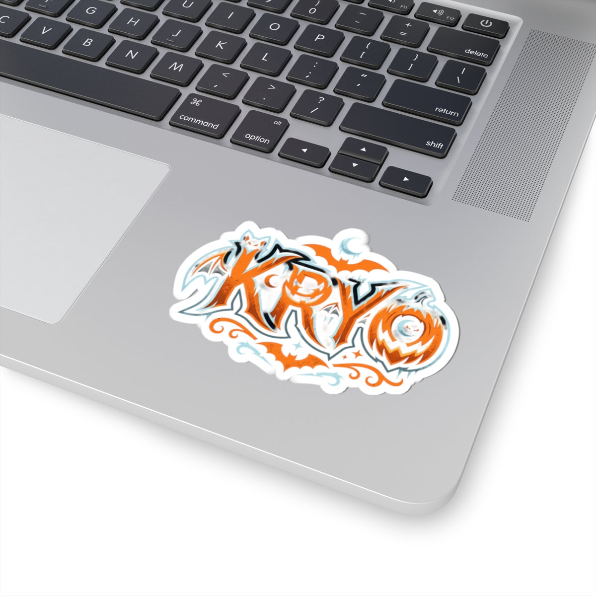Halloween 'KRYO' Kiss-Cut Sticker — Spooky Orange Bat Design