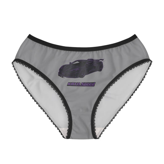 Classic Corvette Women's Briefs — Gray Car Silhouette AOP Lingerie