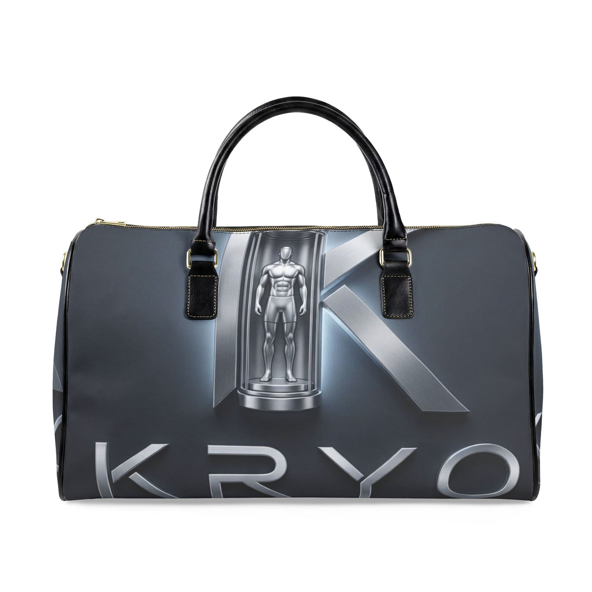 KRYO Futuristic Travel Bag — Faux Leather Weekender with Cryo Capsule Design