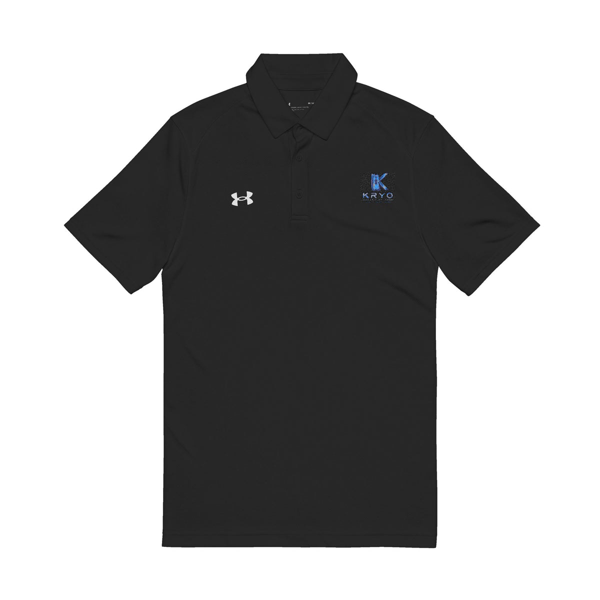 Kryo Men's Embroidered Polo — White Under Armour Golf Shirt with Blue Logo