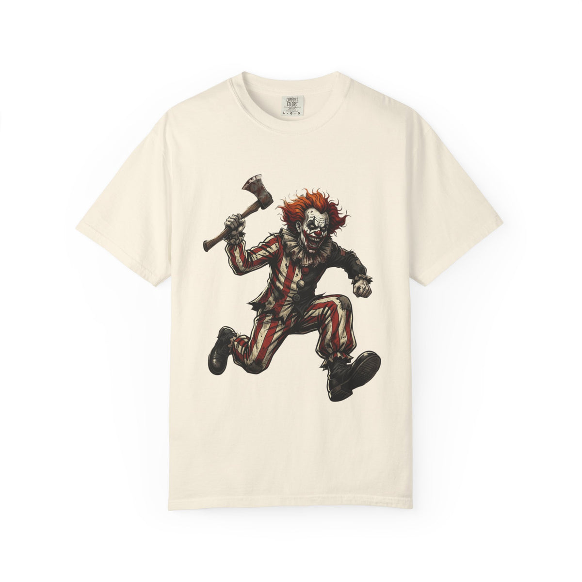 Creepy Clown Axe T-Shirt — 'KRYO' Dripping Back Graphic, Horror Halloween Tee