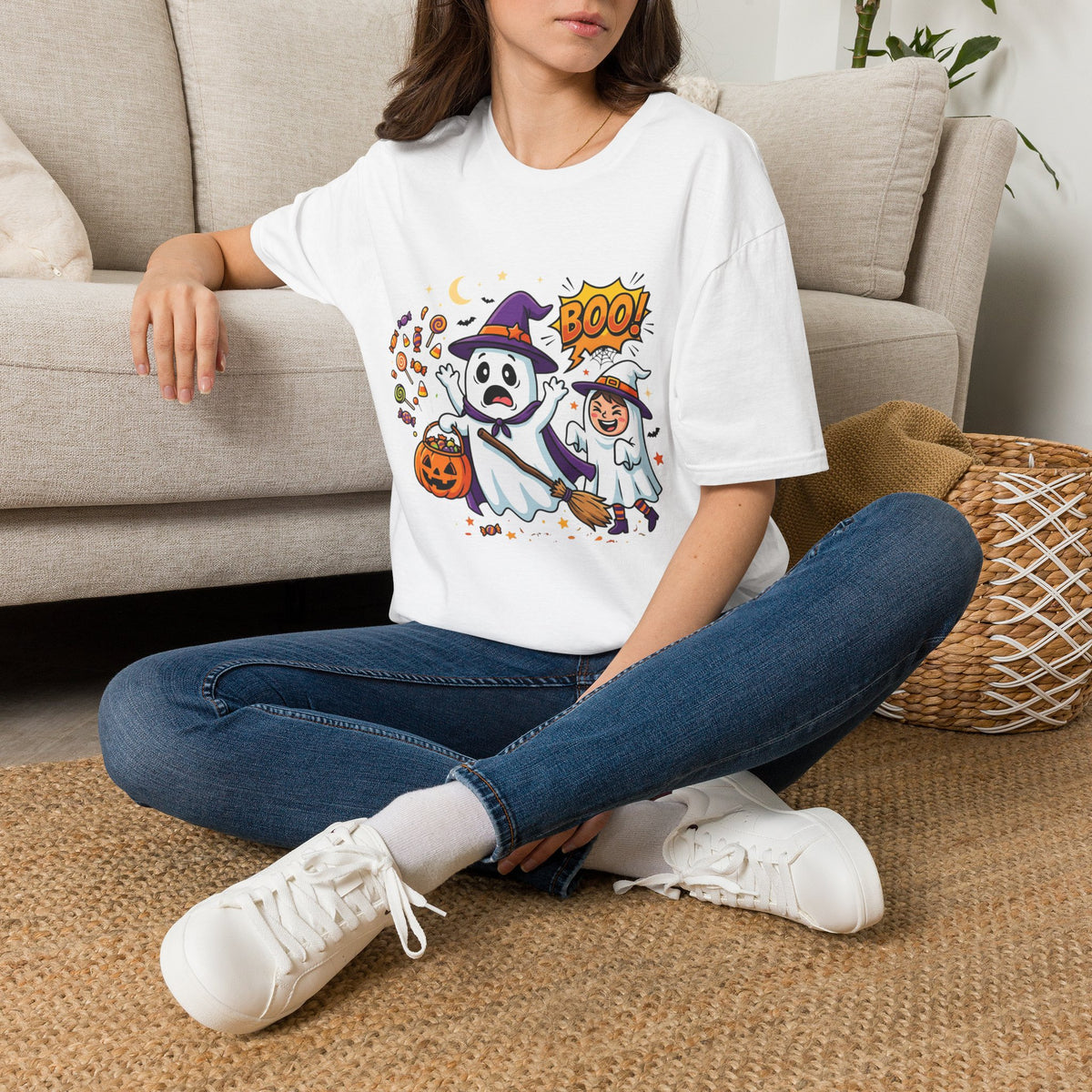 Halloween Ghost Kids T-Shirt — Cute Trick-or-Treat Boo Design