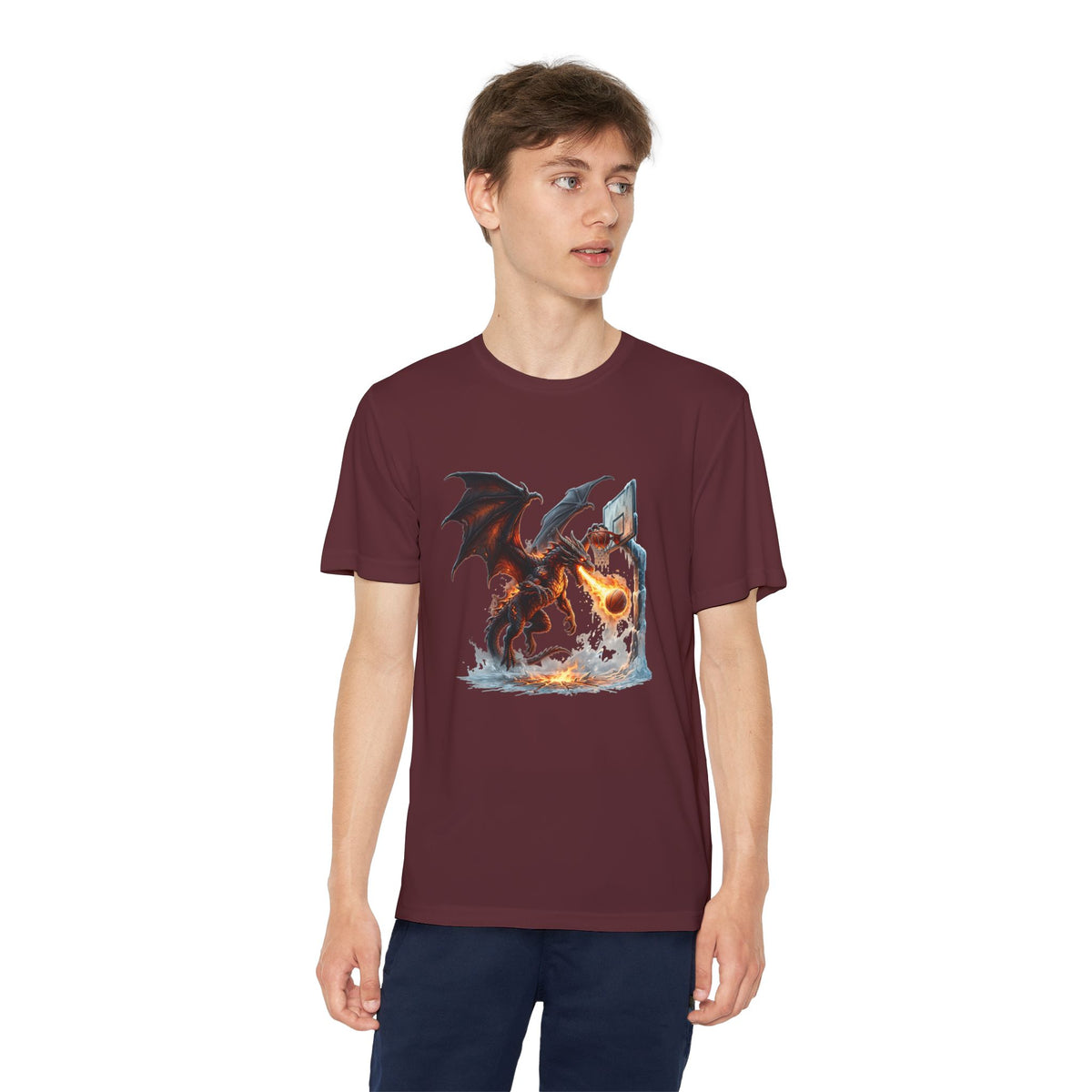 Dragon Basketball Youth Tee — Fiery Court Fantasy Shirt