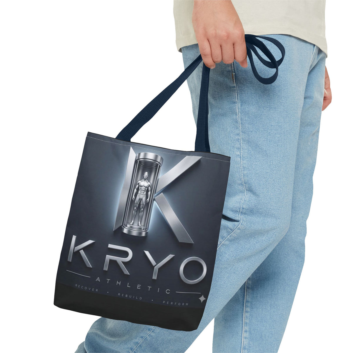 KRYO Athletic Logo Tote Bag – Futuristic Metallic Gym Tote