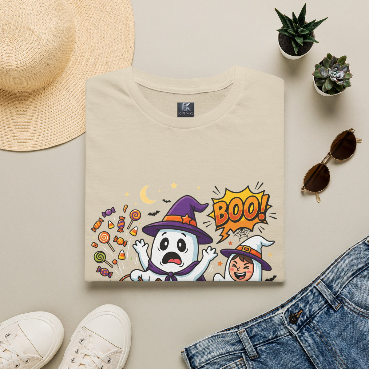 Halloween Ghost Kids T-Shirt — Cute Trick-or-Treat Boo Design