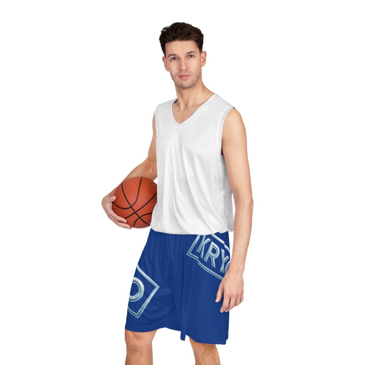 KRYO Blue Logo Basketball Shorts — All-Over Print Athletic Shorts