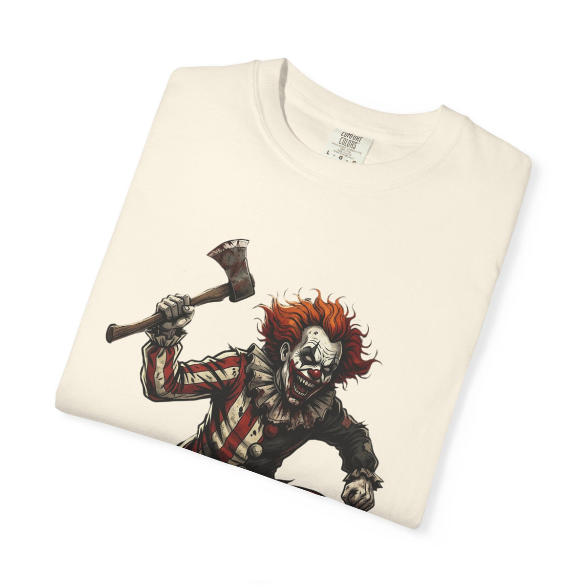 Creepy Clown Axe T-Shirt — 'KRYO' Dripping Back Graphic, Horror Halloween Tee
