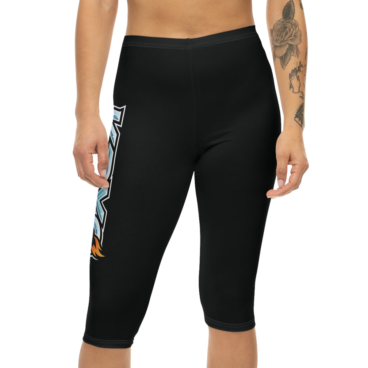 Capri Leggings — 'Wear the Hustle, Keep the Chill' Side-Graphic Athletic Capri