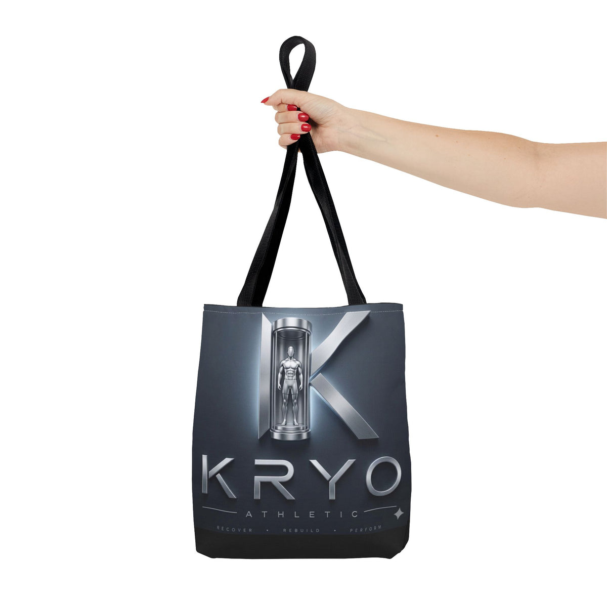 KRYO Athletic Logo Tote Bag – Futuristic Metallic Gym Tote
