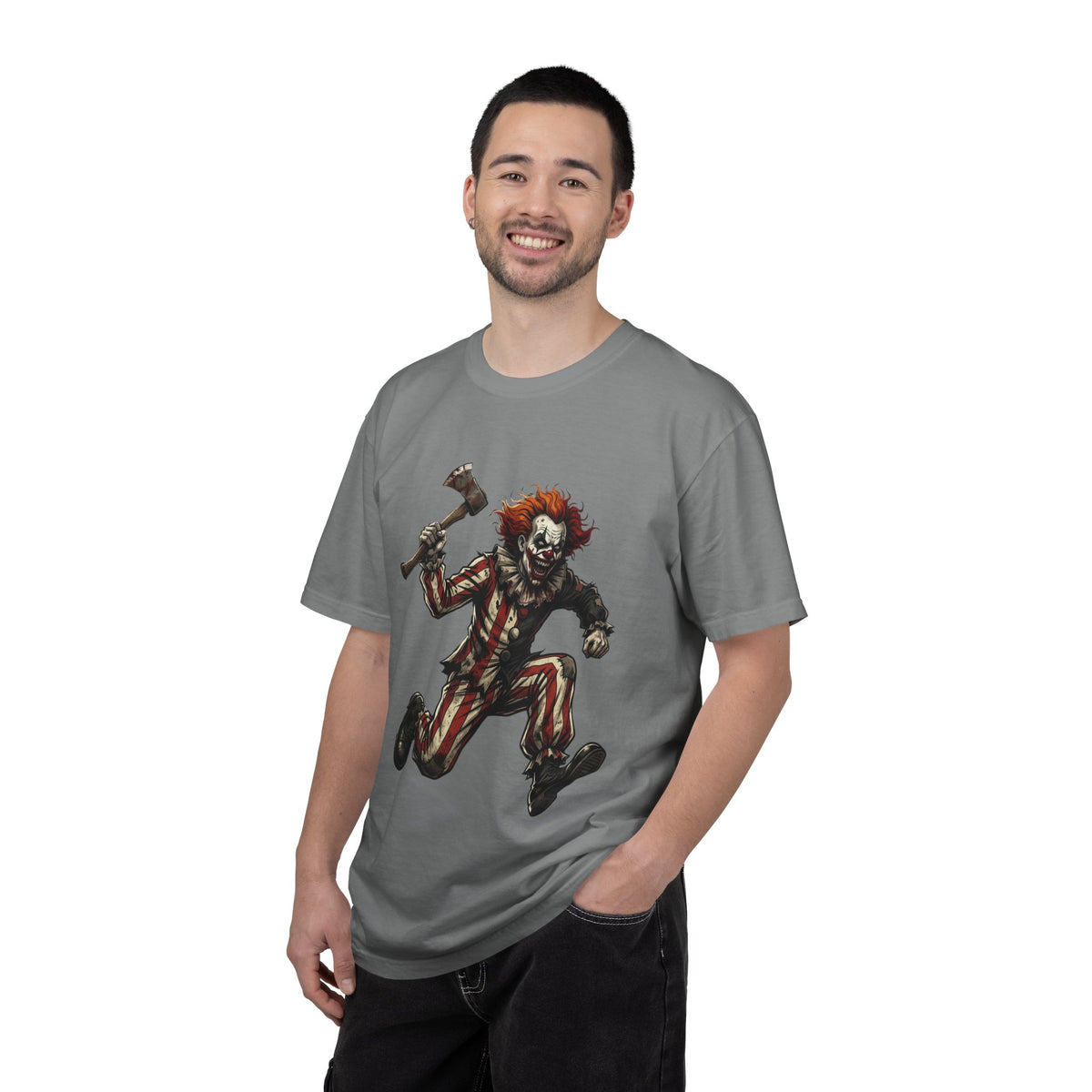 Creepy Clown Axe T-Shirt — 'KRYO' Dripping Back Graphic, Horror Halloween Tee