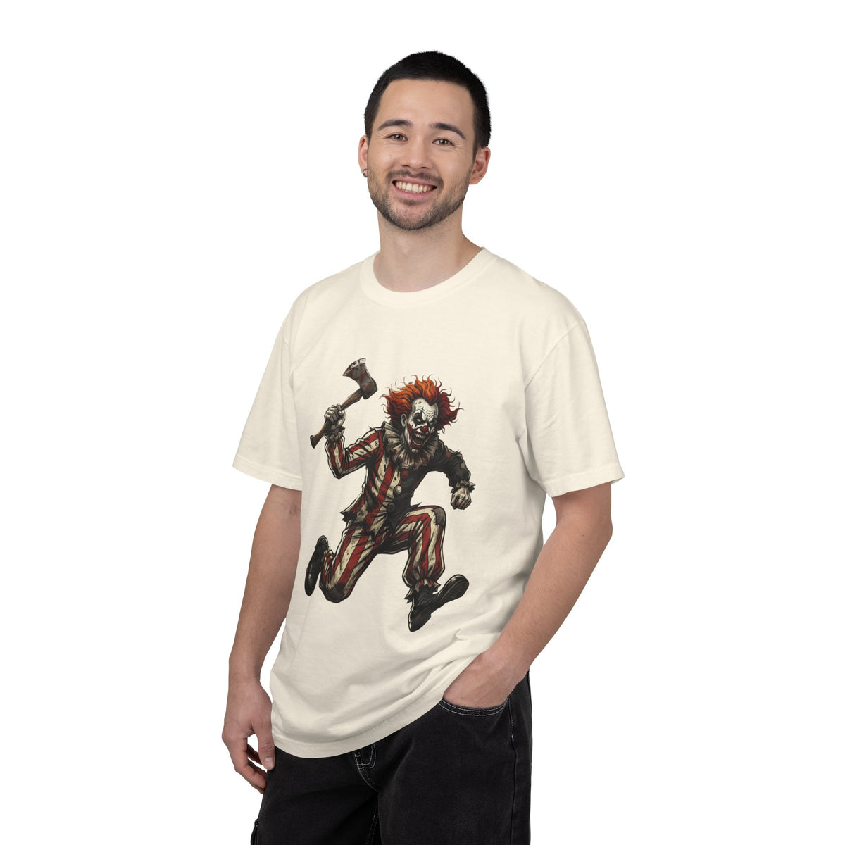 Creepy Clown Axe T-Shirt — 'KRYO' Dripping Back Graphic, Horror Halloween Tee