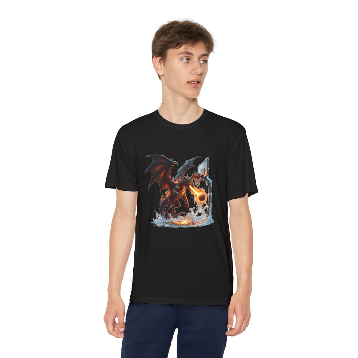 Dragon Basketball Youth Tee — Fiery Court Fantasy Shirt