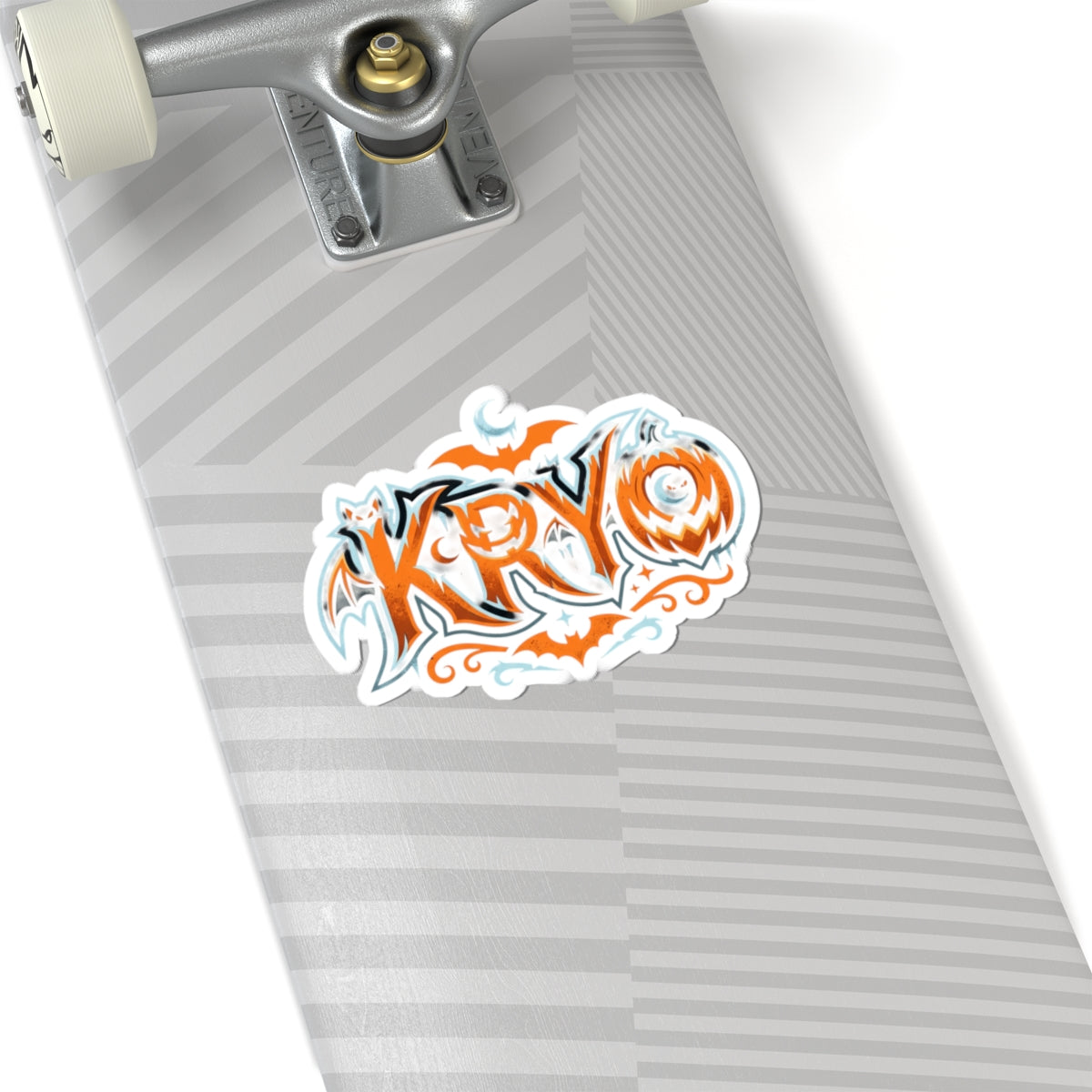 Halloween 'KRYO' Kiss-Cut Sticker — Spooky Orange Bat Design