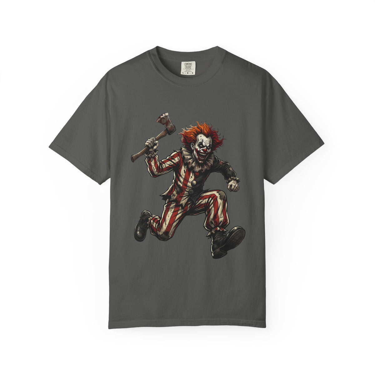 Creepy Clown Axe T-Shirt — 'KRYO' Dripping Back Graphic, Horror Halloween Tee