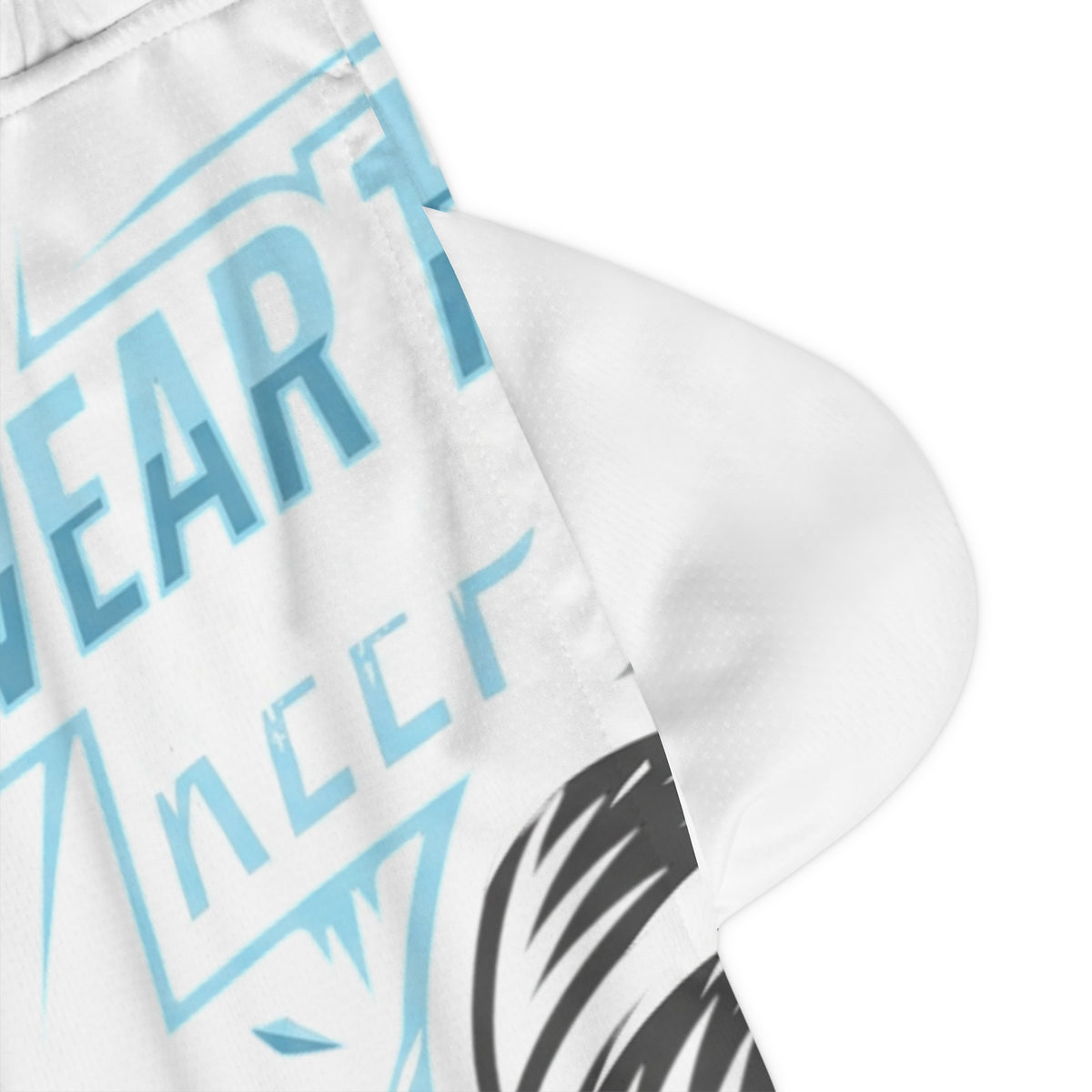 Basketball Rib Shorts - White All-Over Print "Wear The Hustle" Athletic Shorts