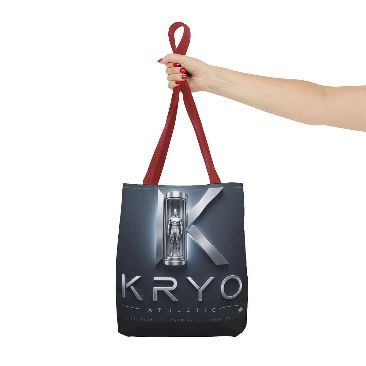 KRYO Athletic Logo Tote Bag – Futuristic Metallic Gym Tote