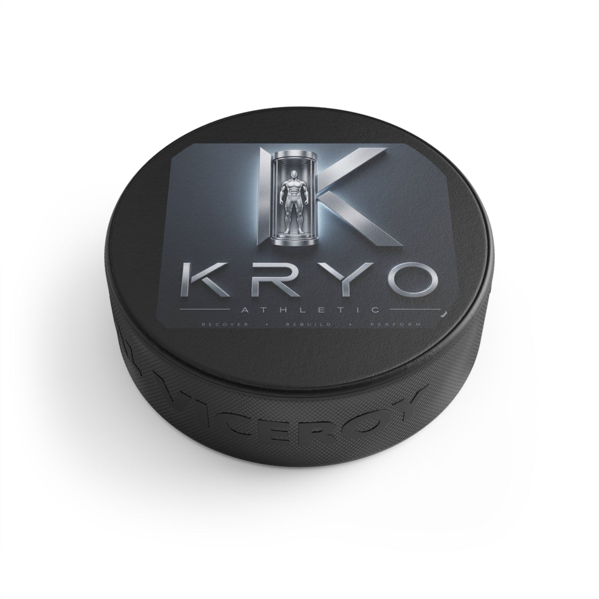 Kryo Athletic Logo Hockey Puck – Metallic Sci‑Fi Cryo Design