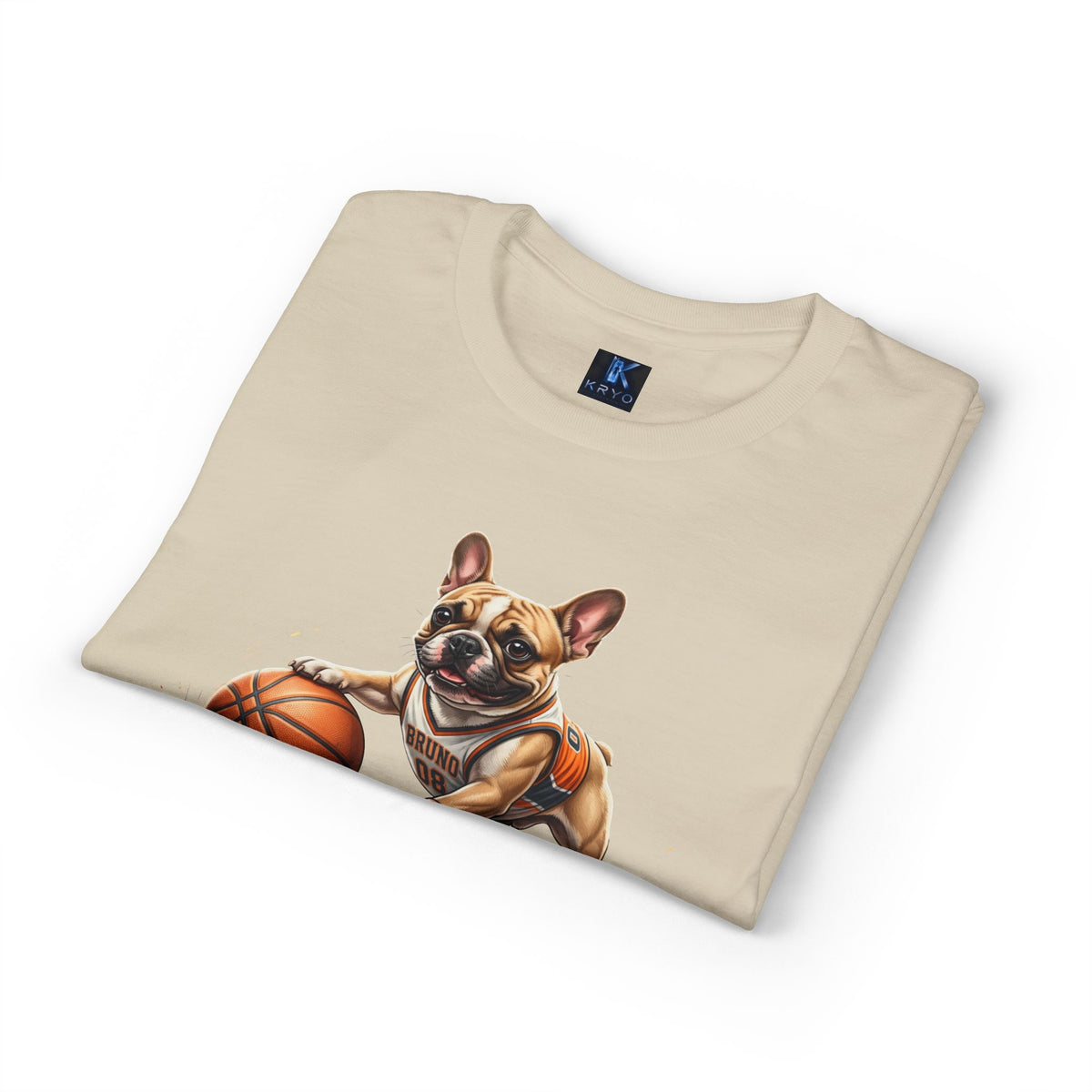 Dog Kryo Basketball T-Shirt — "Cute Face, Filthy Crossover" Funny French Bulldog Tee