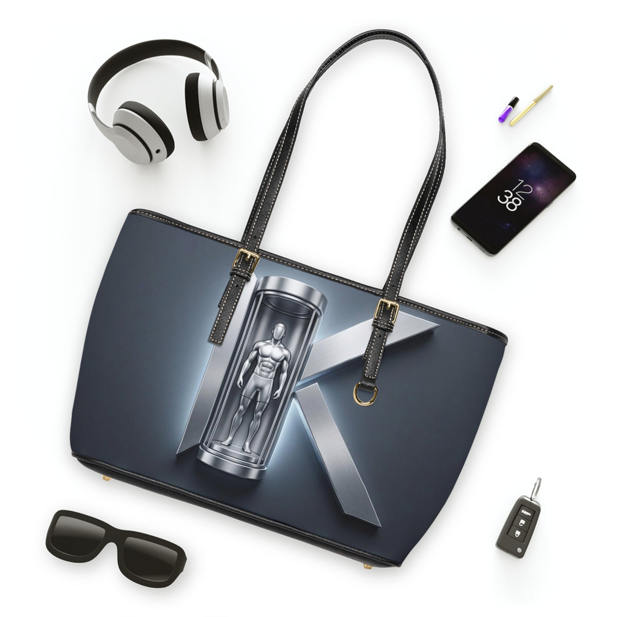 KRYO Athletic PU Leather Shoulder Bag — Metallic Cryotherapy Logo Tote