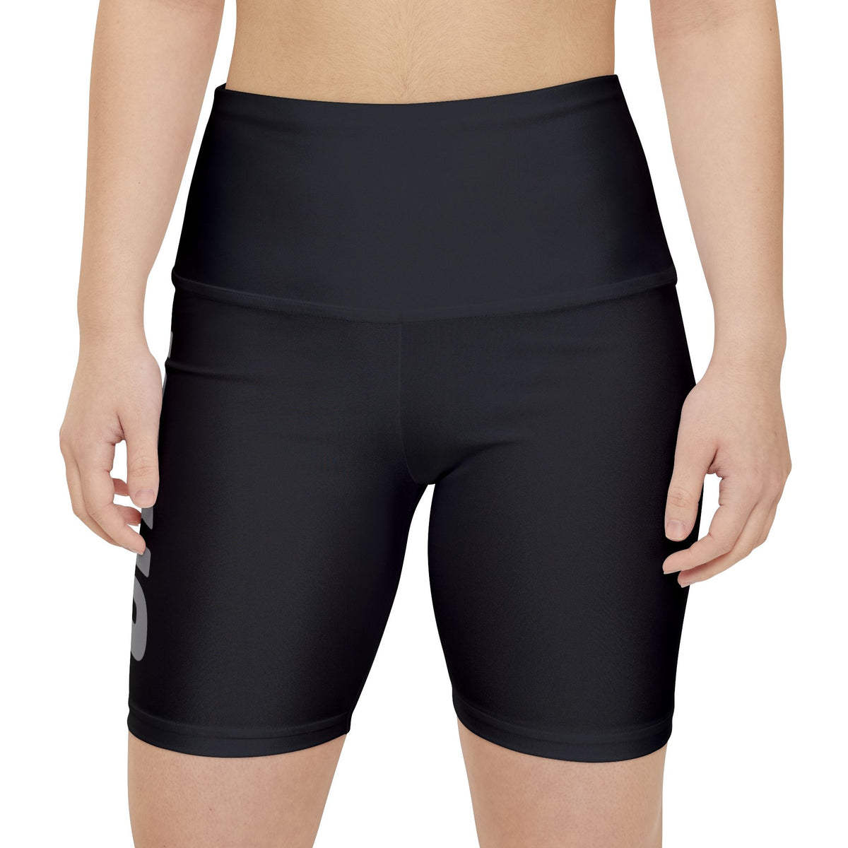 Kryo Women's Workout Shorts – Black High-Waist Bike Shorts with Vertical 'KRUDO' Side Print