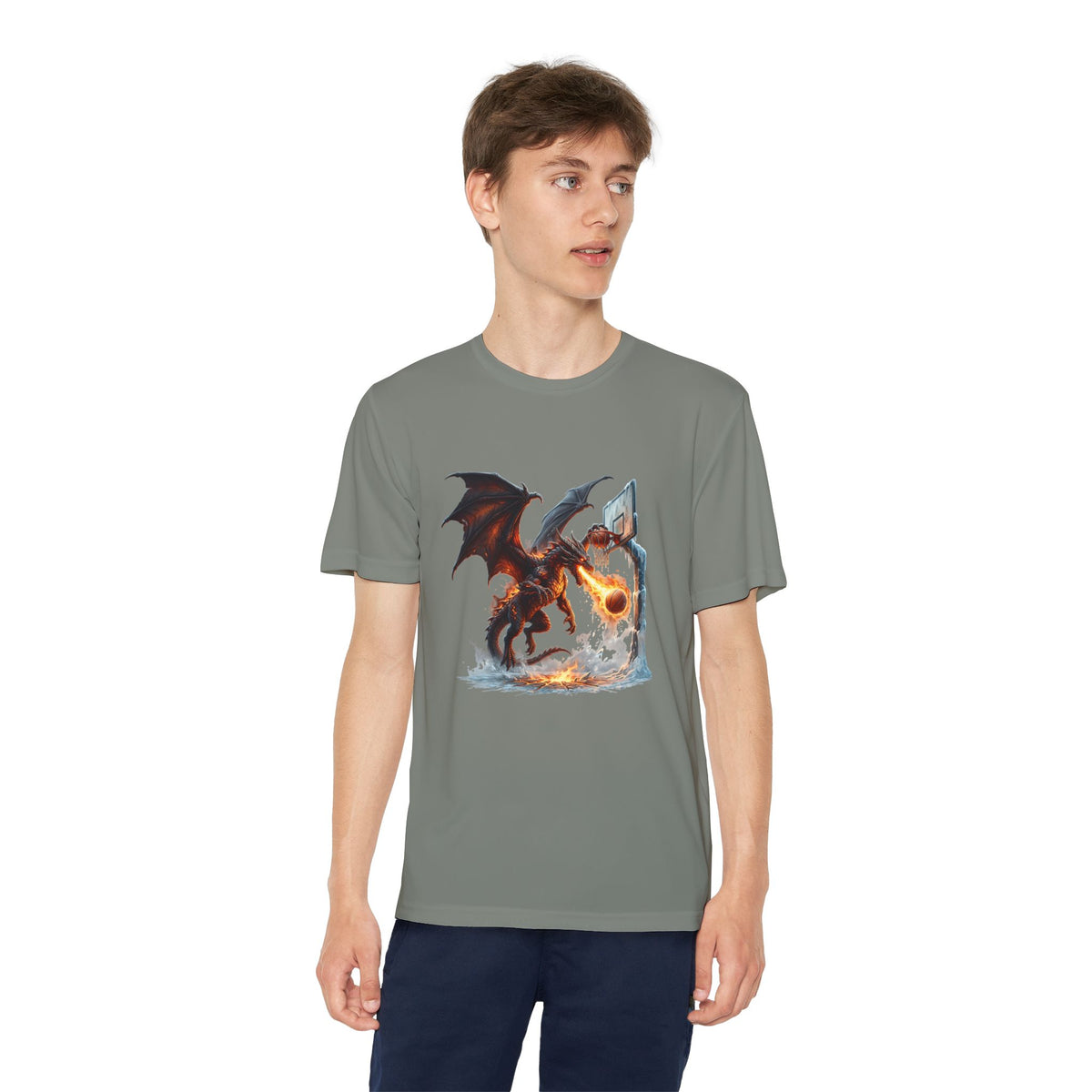 Dragon Basketball Youth Tee — Fiery Court Fantasy Shirt
