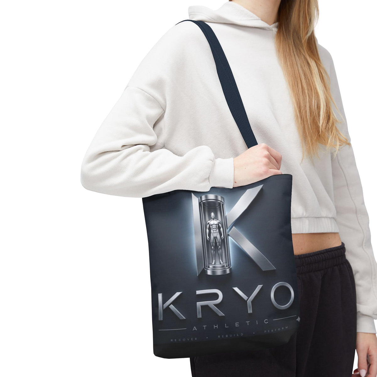 KRYO Athletic Logo Tote Bag – Futuristic Metallic Gym Tote