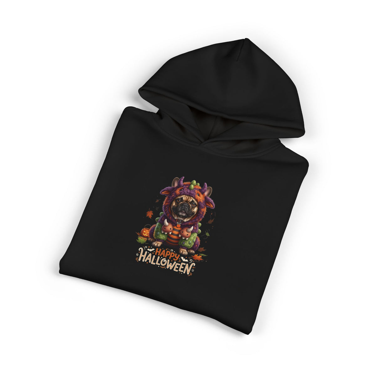 Halloween Monster Graphic Hoodie — "Happy Halloween" Sleeve Print