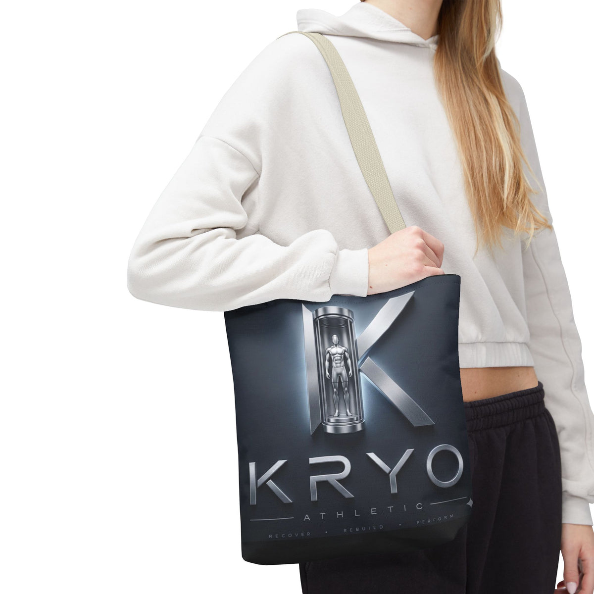 KRYO Athletic Logo Tote Bag – Futuristic Metallic Gym Tote