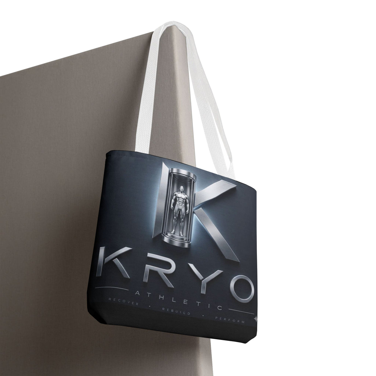 KRYO Athletic Logo Tote Bag – Futuristic Metallic Gym Tote