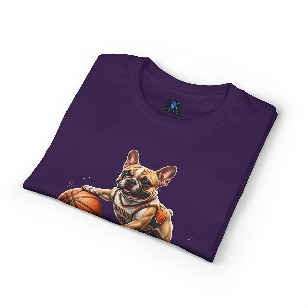 Dog Kryo Basketball T-Shirt — "Cute Face, Filthy Crossover" Funny French Bulldog Tee