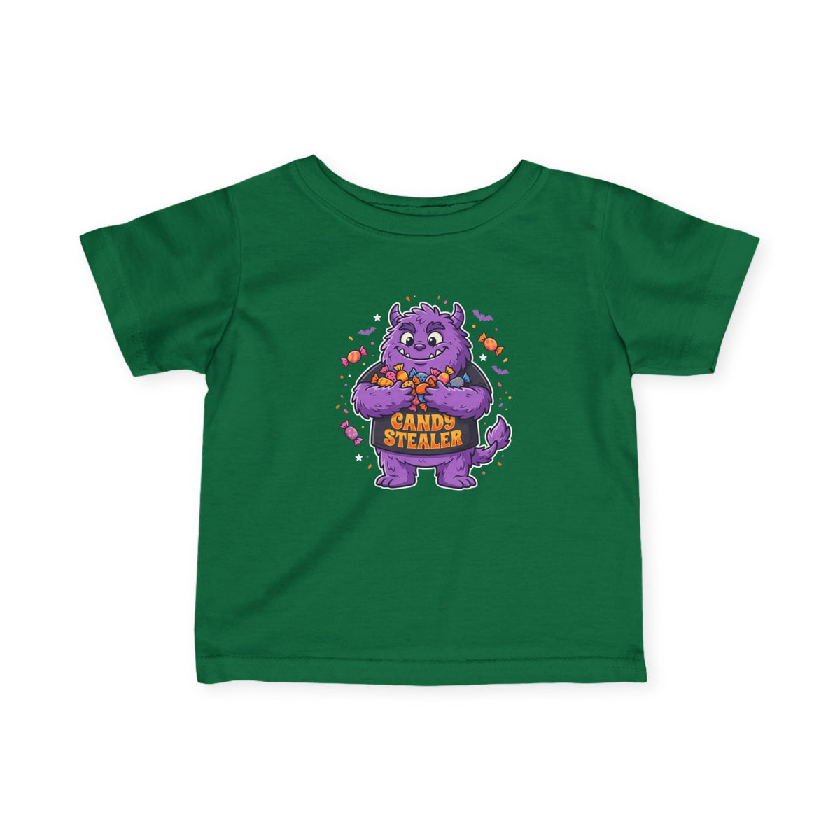 Infant Tee - Cute Purple 'Candy Stealer' Monster Halloween Baby Shirt
